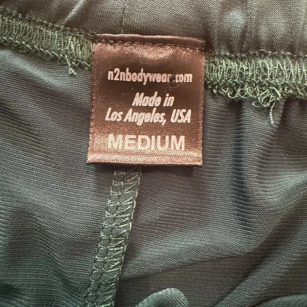 NEW N2N Bodywear Mens Champion Split Shorts W/ Pouch Color Green Size Medium